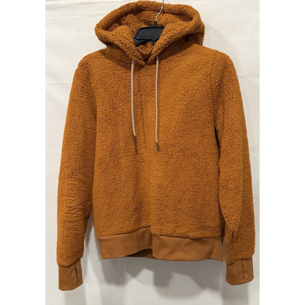 Athleta Woman's S Tugga Sherpa Hoodie With Thumb Cuffs Brown